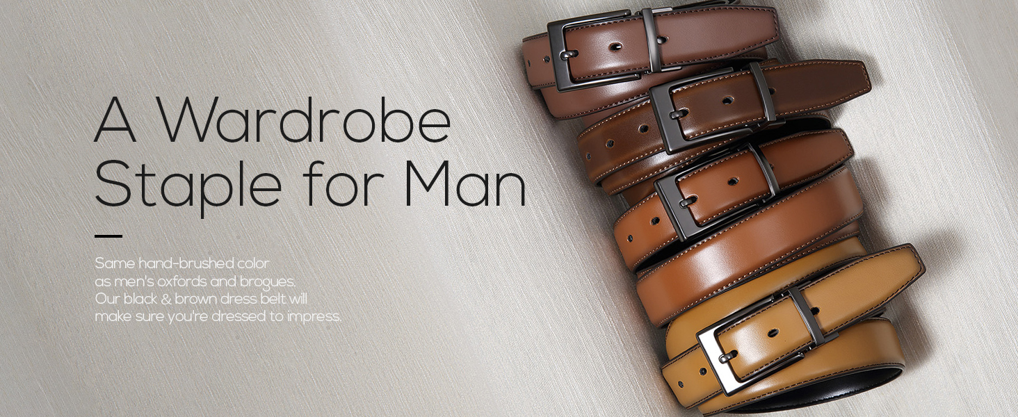 Чоловічий шкіряний ремінь CHAOREN, ремінь для костюма та ділового стилю, 32 мм, чорний/коричневий, розмір 93 см (загальна довжина 105 см)