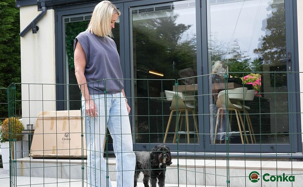 Захисний забір для собак Conka Pets: 1 м, пружний, для будь-яких порід. Легкий, складаний, мобільний - закриває проміжки до 1,5 м