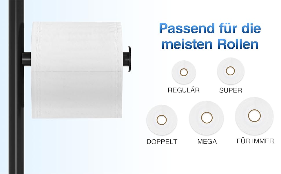 Настінний тримач для туалетного паперу з полицею, чорний, з місцем для 4 запасних рулонів, нержавіюча сталь