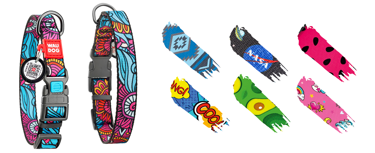 Нашийник для собак WAUDOG: водонепроникний, регульований, для великих, середніх та малих собак, з металевою застібкою, 31-49 см, ширина 25 мм, світловідбиваючий