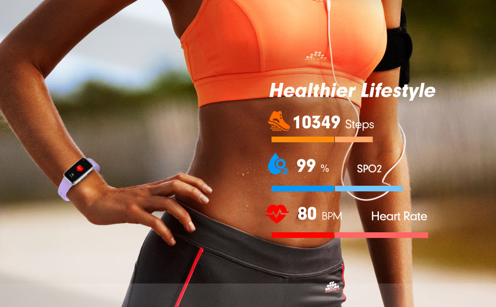 Фітнес-годинник з крокоміром, пульсометром та монітором сну. Розумний браслет-фітнес-трекер, смарт-годинник. Водонепроникний IP68, сумісний з Android та iOS. Для жінок, чоловіків та дітей. Рожевий колір.