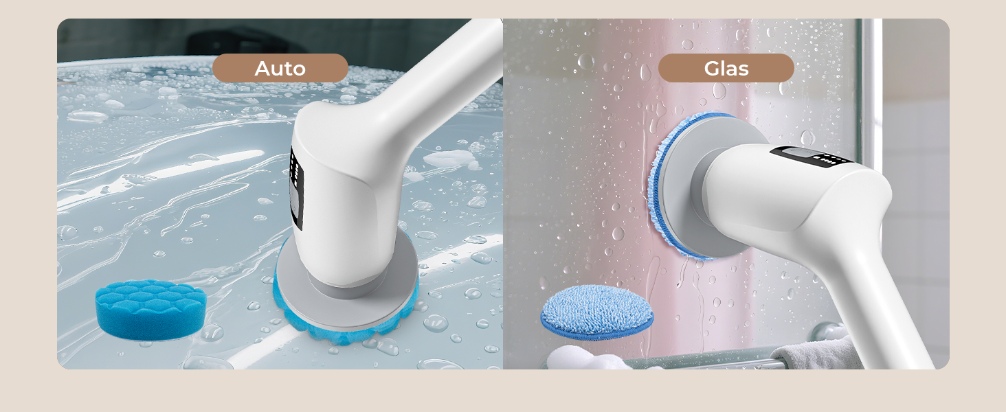 Електрична щітка для прибирання 9 в 1 з набором насадок, 70 хв зарядки, для ванної, плитки, авто, біла