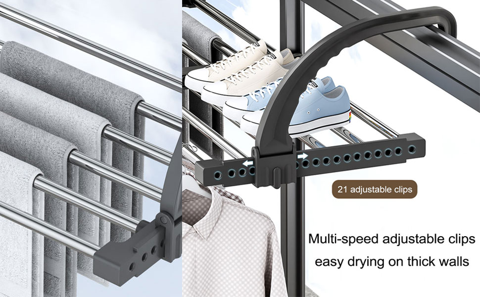 Висувна сушилка для білизни з нержавіючої сталі, турбо-тип, 6 крил, 3 рівні, для дому та вулиці, 64-110 см