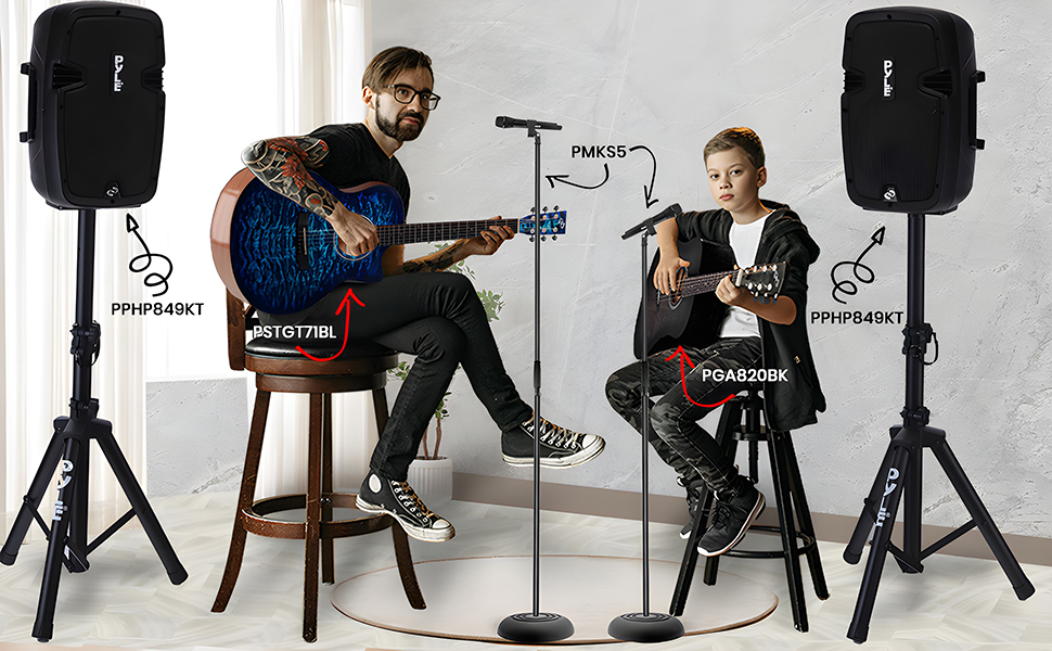 Акустична гітара Pyle для дітей та початківців, ½ розміру, з аксесуарами, чорна матова, 86 см