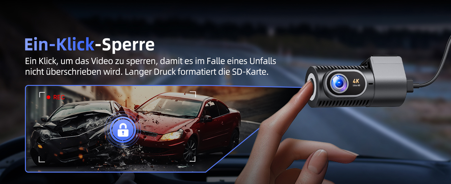 Dashcam CIEVIE C200: 4K, IPS 1.5', WiFi 5G, 64GB, 360° обертання, WDR, Нічне бачення, Паркування 24/7, G-сенсор, Loop, 170°