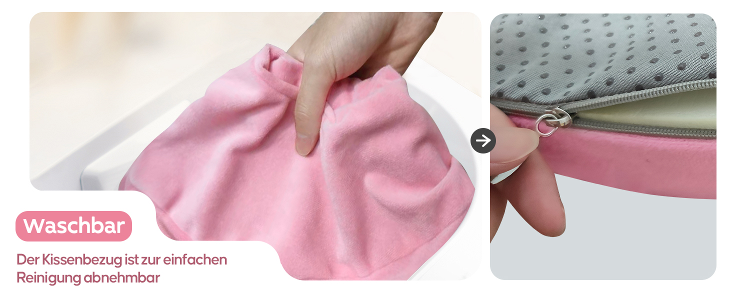 Ортопедична подушка для сидіння Benazcap Donut - для офісних крісел, авто та інвалідних візків. З піною з пам'яті для геморою, ішіасу, вагітності та після пологів (Рожева)