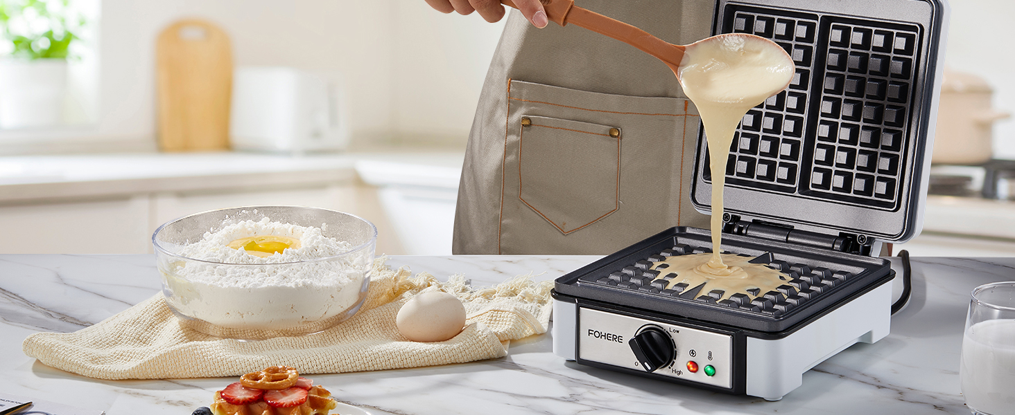 Електричний вафельниця FOHERE 2 шт. | 1200 Вт | Вафельниця, гриль для сендвічів, тостер | Антипригарне покриття