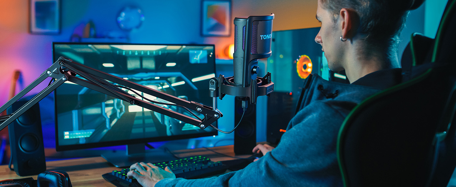 TONOR Мікрофон USB з великою мембраною TC40S, Комплект для ПК, Подкасти, Стрими, Запис, Студія, YouTube, Ігри