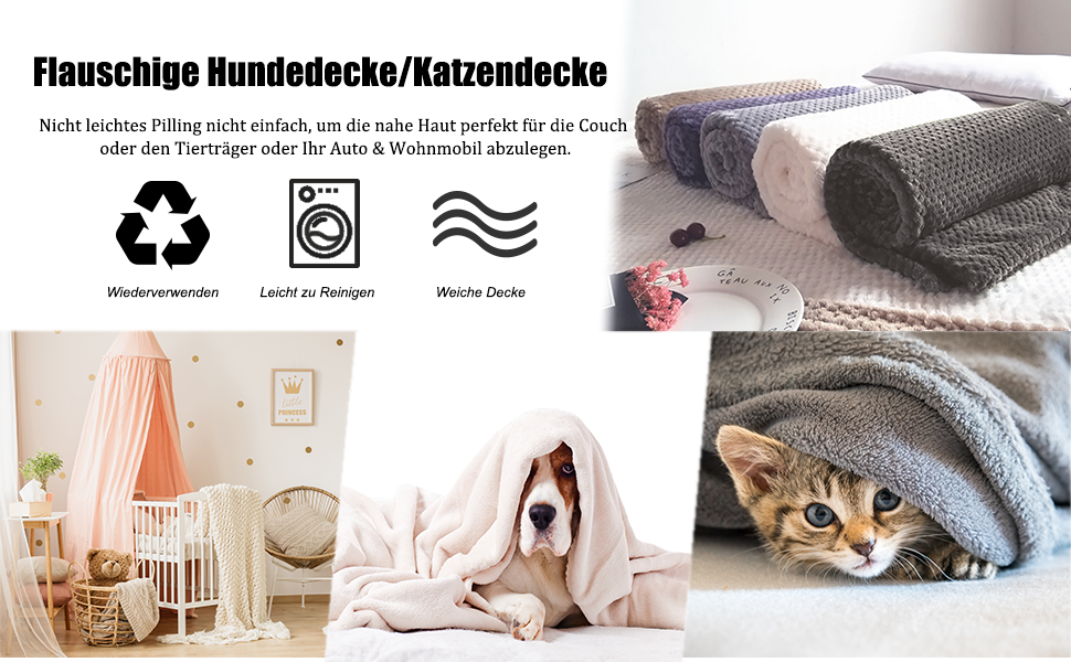 М'яка ковдра для собак 100x120 см, тепла та м'яка ковдра для домашніх тварин, котів та собак (Блакитна)