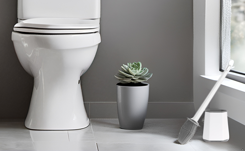 Набір для туалету: щітка для унітазу з тримачем, нержавіюча сталь та силікон, кріплення на стіну, чорний колір