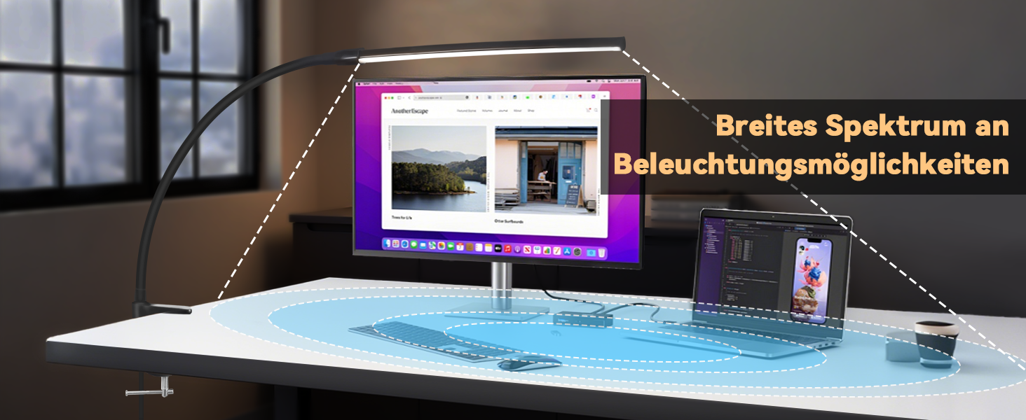 LED лампа для столу Homefire: регульована, чорна, з 3 кольорами та 5 рівнями яскравості, USB, для офісу та навчання