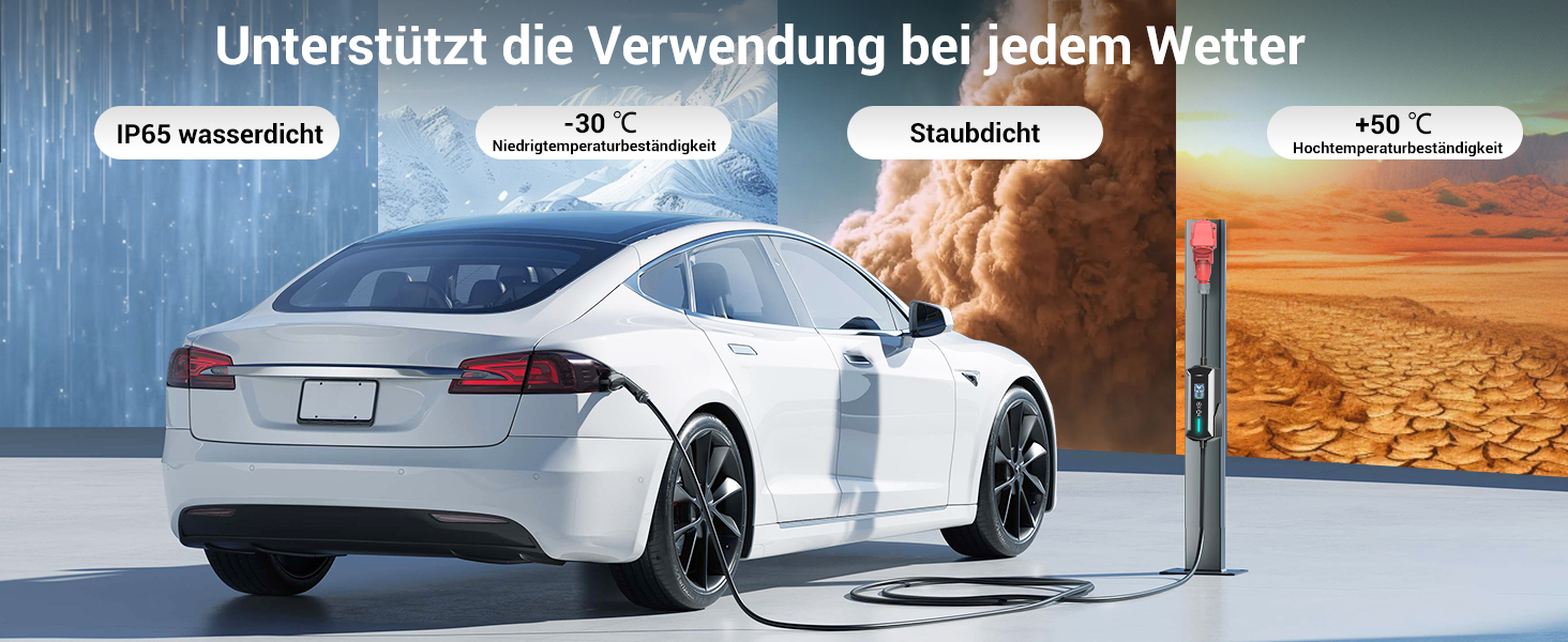 Портативний зарядний пристрій для електромобілів 22 кВт (7м) з LCD-дисплеєм, IP65, Schuko, 16A, для електромобілів та PHEV
