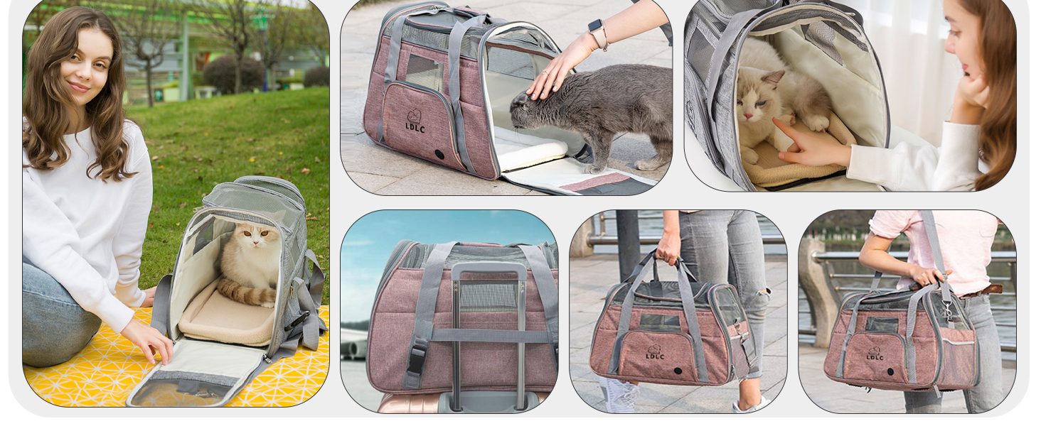 Транспортна переноска для собак та котів PETCUTE, сіра, з м'яким матрацом