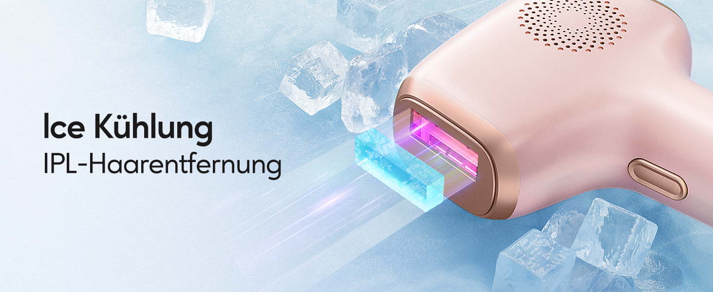 IPL пристрій для епіляції Innza з охолодженням, 999 999 імпульсів, 9 рівнів потужності, для обличчя, зони бікіні, тіла, рожеве золото