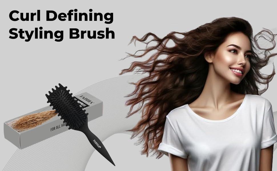 Щітка для волосся Lockenbürste Premium - для кучерявого волосся, біо-щітка з щетиною дикого кабана, оригінальна 3-в-1 для створення локонів (чорна)