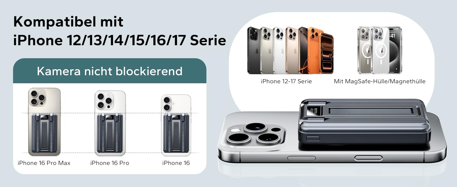 Power Bank Magsafe 10000mAh з USB-C, 20W PD, бездротова зарядка для iPhone, Apple Watch, AirPods (Чорний)