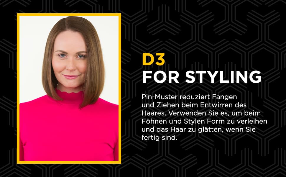 Щітка для кудрявого волосся Denman D3 (African Violett), 7-рядна для укладання, розчісування, формування та визначення локонів – для жінок та чоловіків