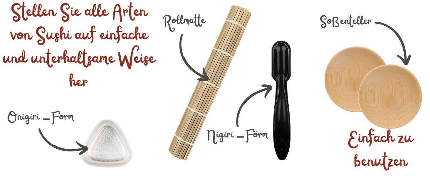 Набір для приготування суші на 17 частин. Професійний набір для суші, бамбукова килимок, ніж, форми для нігірі та онігірі, палички, ложка. Maker B