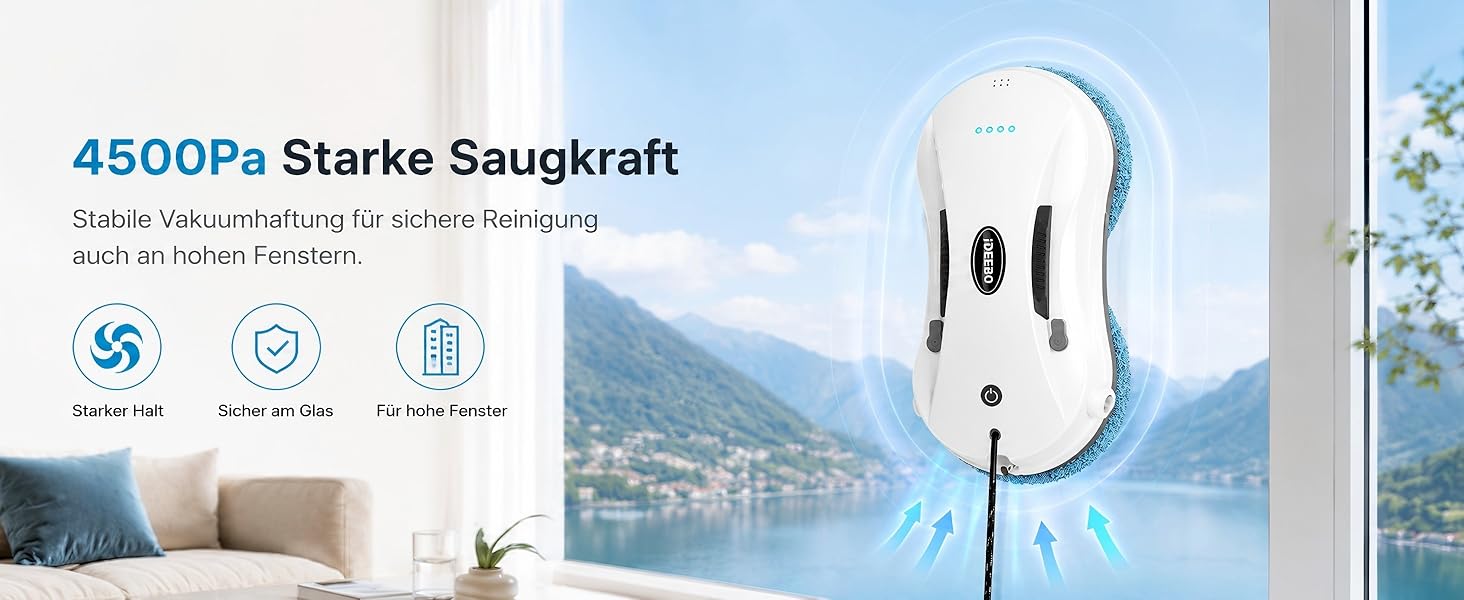Робот для миття вікон Fensterputzroboter з подвійним розпиленням, автоматичною навігацією та захистом - електричний вікномийник для будь-яких вікон (білий)