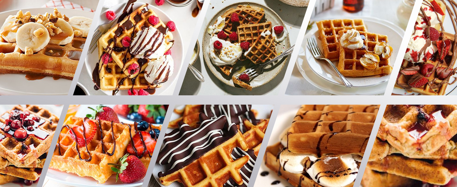 Електричний вафельниця FOHERE 2 шт. | 1200 Вт | Вафельниця, гриль для сендвічів, тостер | Антипригарне покриття