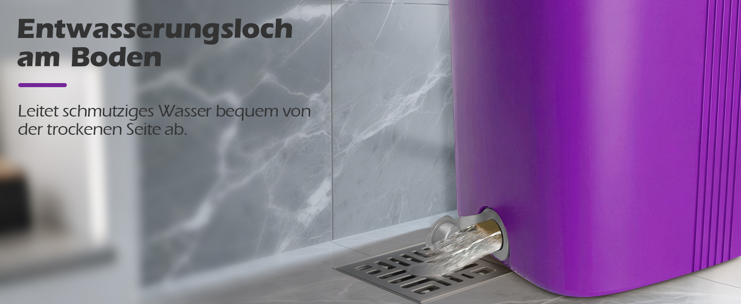 Набір для миття підлоги MASTERTOP з відром, моп з нержавіючою ручкою та 3 насадками, 2 в 1 набір відра та мопа, плоский моп з функцією віджиму для твердої підлоги, ламінату, плитки (Бежевий) (Набір для миття підлоги з відром: Фіолетовий)