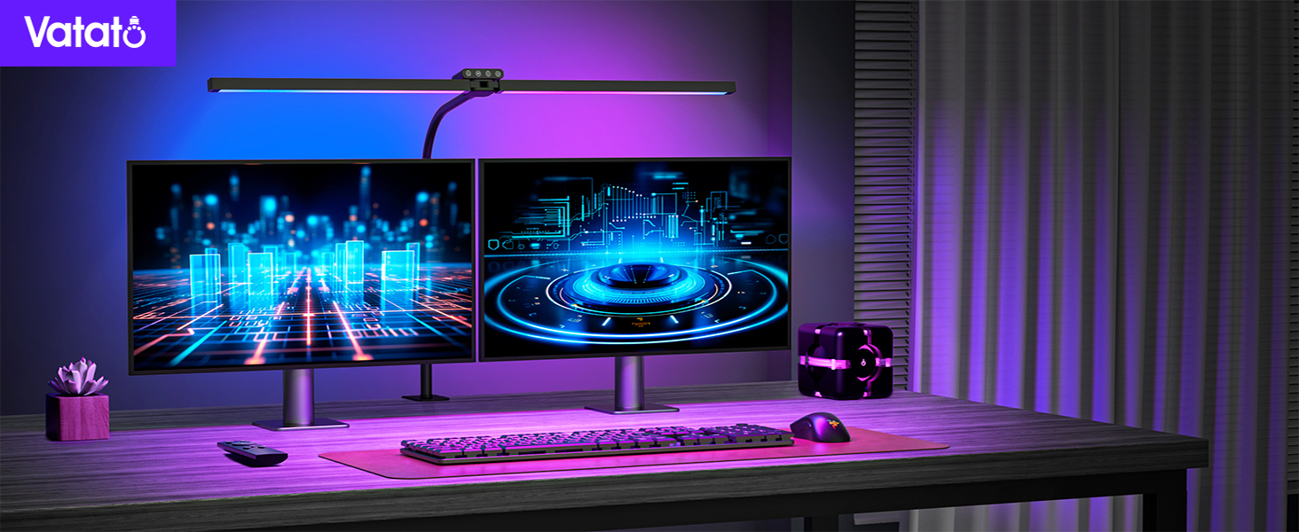 LED лампа для столу Doppelkopf з RGB, регулюванням яскравості 24W, з пультом дистанційного керування, кріпиться за допомогою затискача, денне світло, безступеневе регулювання, офісна лампа для дому та офісу (чорна)