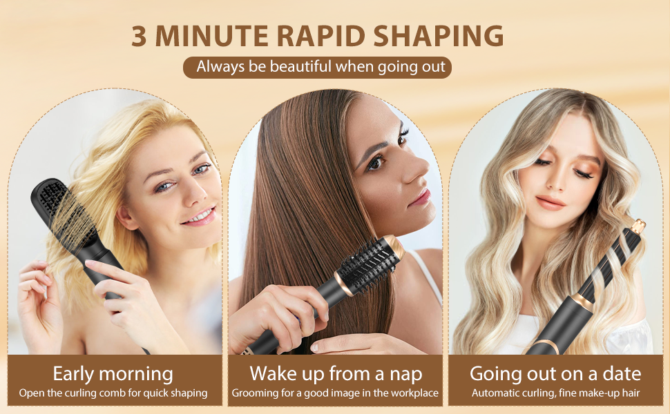 Airstyler 6 в 1: Фен-щітка для волосся Bürste Set, 5 насадок для сушки, випрямлення, локонів, об'єму та догляду. Підходить для всіх типів волосся