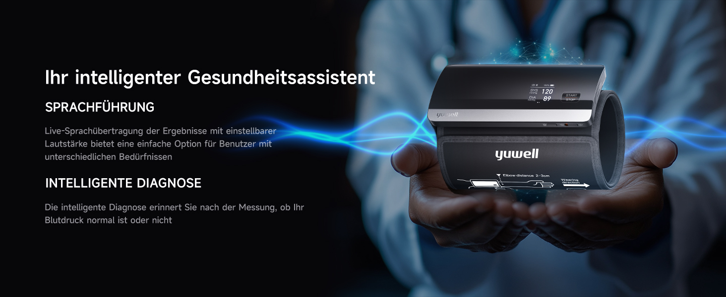 Smart тонометр Yuwell YE630CR: цифровий, з Bluetooth, мовлення, акумулятор, для дому та відпочинку