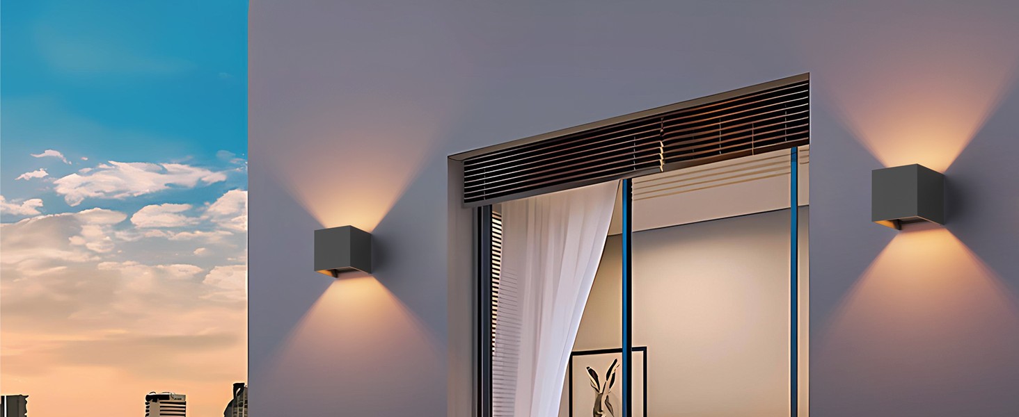 LED-стінні світильники Klighten 2 шт. з регульованим кутом освітлення, тепле світло 3000K, алюміній, для внутрішнього та зовнішнього використання, антрацит (чорний)