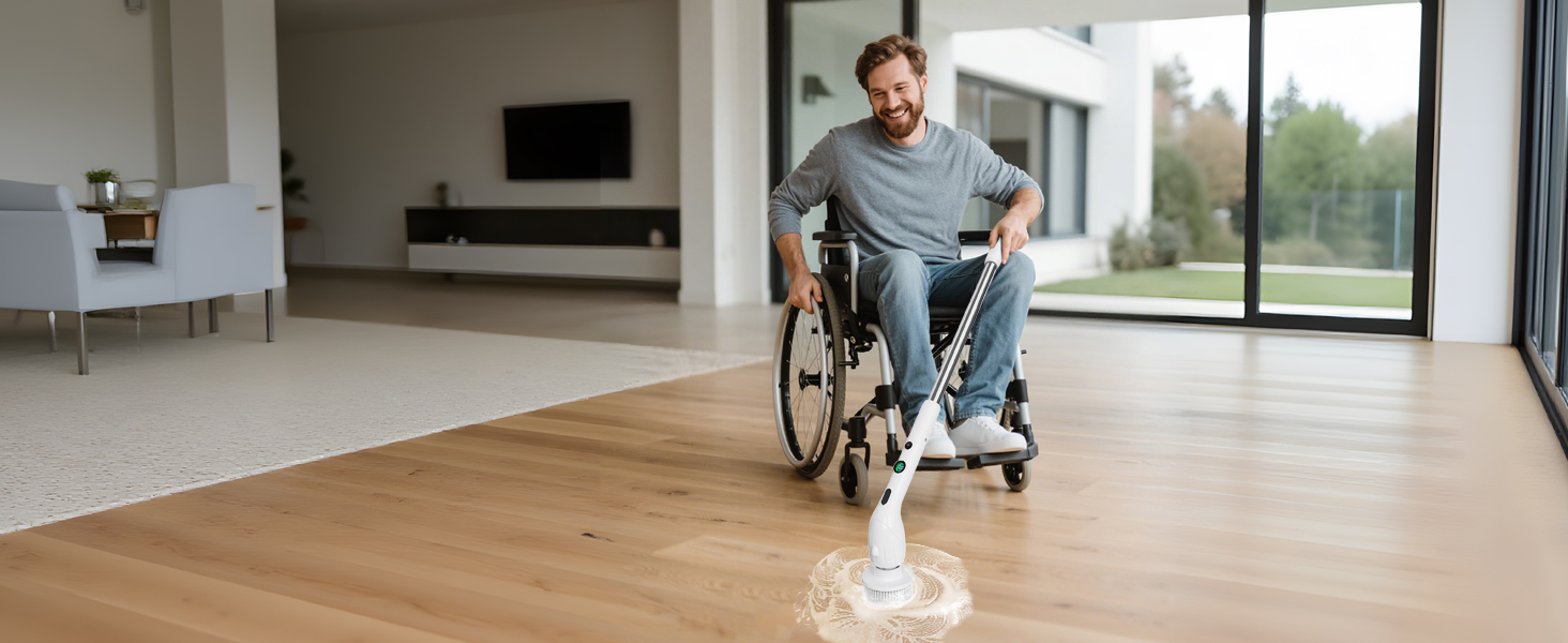 Електрична щітка для чищення з 9 насадок, щітка для швів, водонепроникна IPX8, електричний скрубер з регульованою ручкою, 2 швидкості для ванної кімнати, кухні, авто, підлоги, білий+чорний