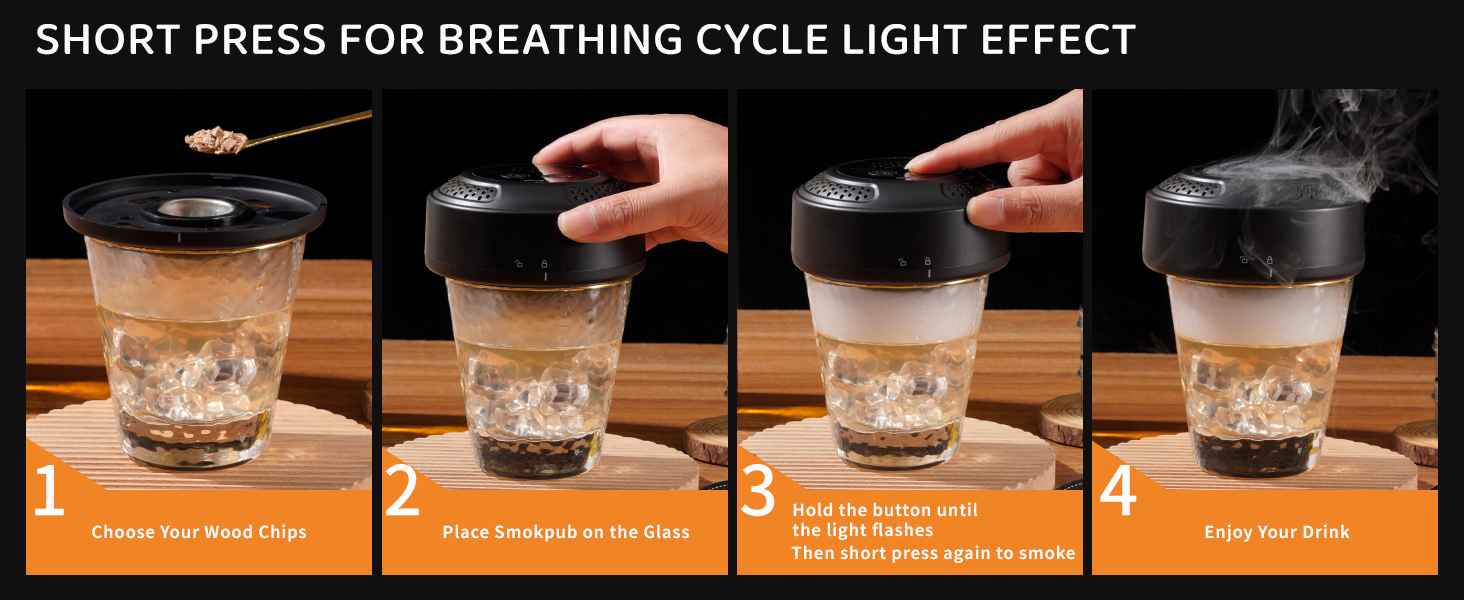 Електричний набір для копчення віскі, коктейльний дим-сет - 6 видів деревини, RGB підсвітка, безполум'яний димогенератор для коктейлів та їжі, подарунок для чоловіків