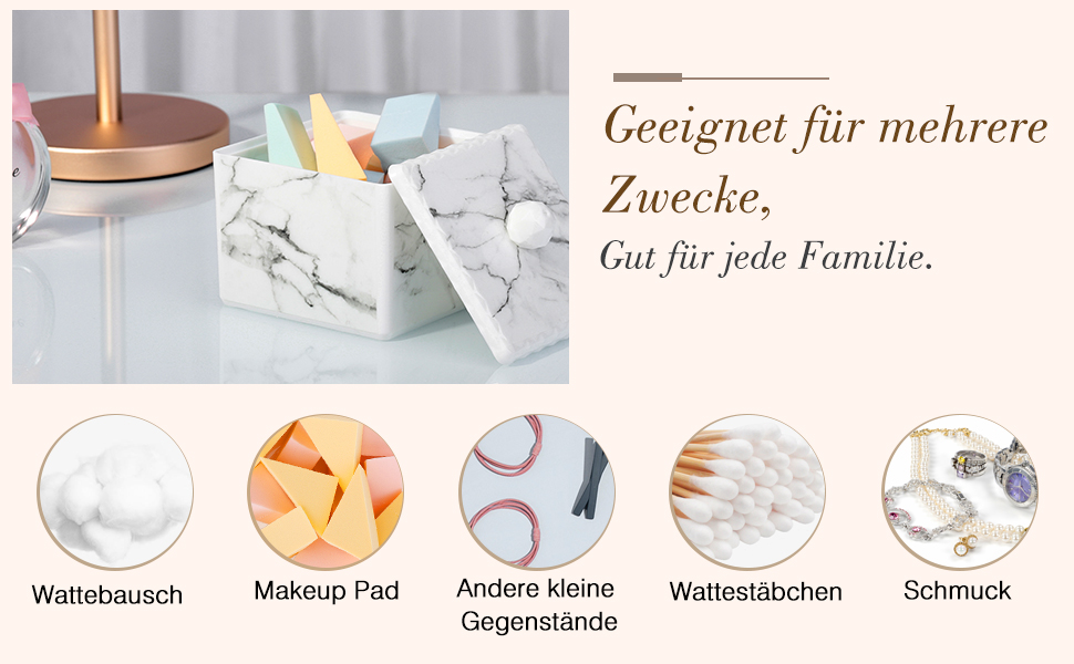 Органайзер для ватних паличок та дисків Luxspire з 2 відсіками, білий | Косметичний бокс з кришкою