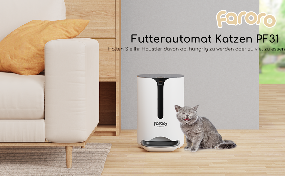 Автомат годування котів Faroro WiFi з відеокамерою 3MP HD, нічне бачення, об'єм 4L, для котів/собак, двосторонній зв'язок, керування через APP, детекція руху, подвійний привід (7L)