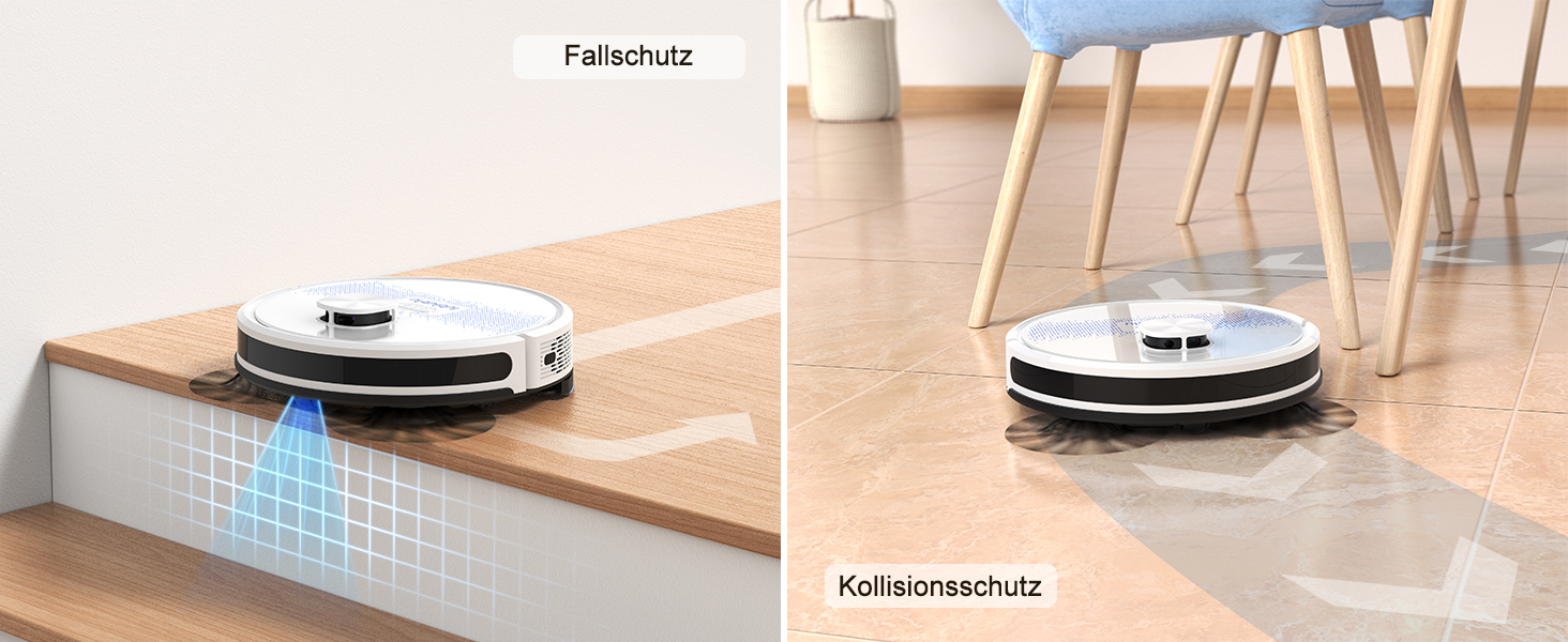 Робот-пилосос Lubluelu SL60D з функцією миття, 4500Pa, лазерна навігація, керування через додаток, для тварин, килимів, твердих підлог, білий