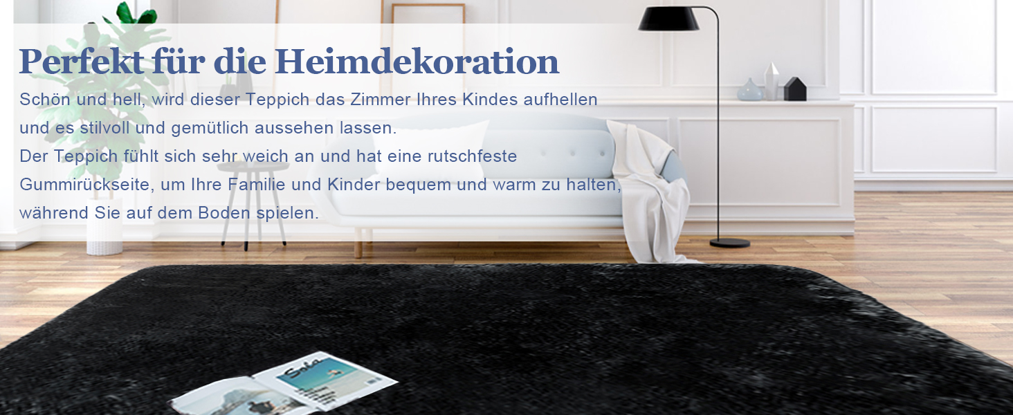 Чохол для ліжка CHOSHOME, м'який килим для спальні, вітальні, дитячої кімнати, штормовий, антиковзаюча підкладка, 90x150 см, 200x290 см (Чорний)