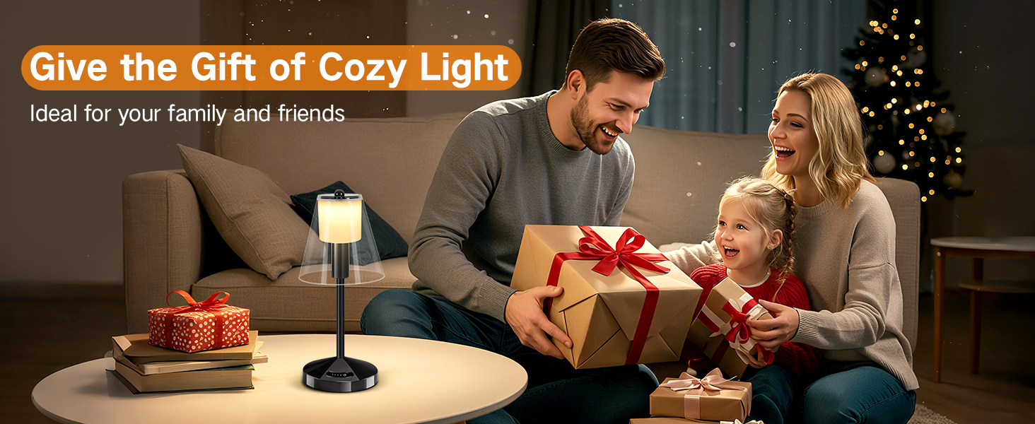 OUTON Бездротова LED-лампа настільна з торканням, регулювання яскравості, 3 режими кольору (3000K–6000K), акумулятор 4000mAh, USB-C, до 120 годин роботи, пам'ять, для спальні, бару та декору, чорна