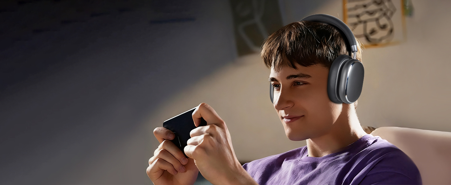 Навушники бездротові Bluetooth 6.0 NC95 з активним шумозаглушенням, регульованим колесом, 120+ годин роботи, персоналізація EQ через додаток, сірий