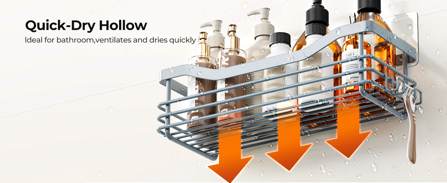 Набір душових корзинок Orimade з 5 гачками, 3 шт. (чорний, сірий) - без свердління, нержавіюча сталь SUS304