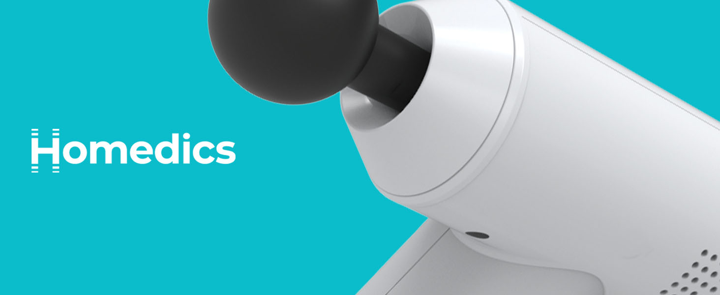 Масажер для тіла HoMedics Mini Massage Gun - бездротовий, перезаряджається, з 5 насадками, для розслаблення м'язів. Білий
