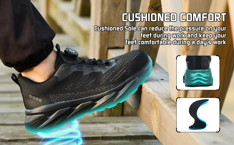 Черевики робочі чоловічі/жіночі, спортивні, дихаючі, анти-удари, зі сталевим підноском, шнурівка, швидка застібка, поворотний замок, 46 EU, чорні