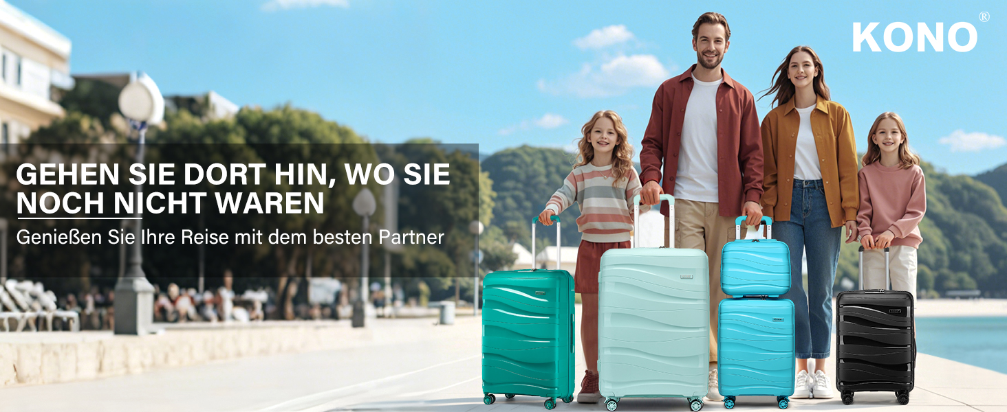 KONO Чемодан середнього розміру 65см з поліпропілену, з TSA замком, 65x46x26.5см (Зелений)