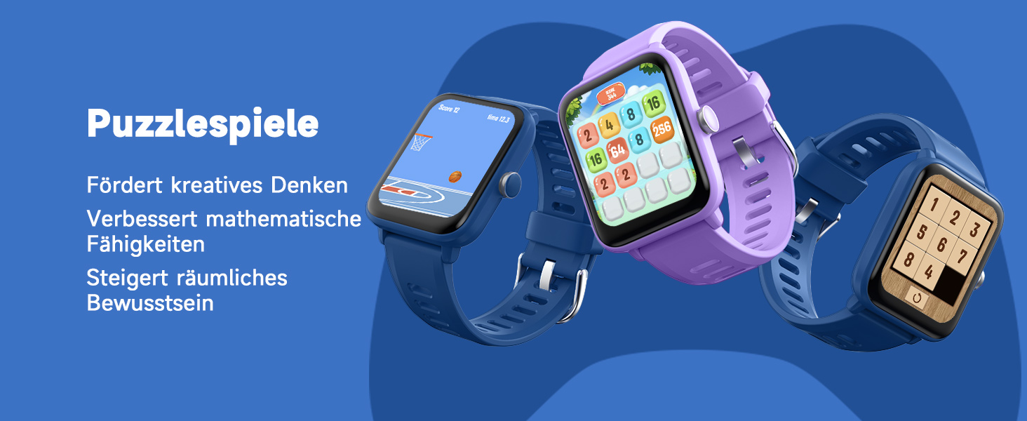 Смарт-годинник BIGGERFIVE для дітей, фітнес-трекер з пульсометром, крокомером, монітором сну, будильником та іграми, 1.5' HD-сенсорний екран, водонепроникність 5ATM, для дівчаток 3-14 років, колір: фіолетовий