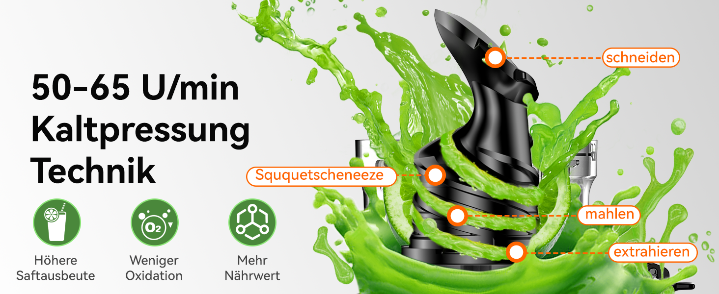 LINKChef повільно-видавлюючий соковитискач Slow Juicer SJ52, 1.8 л, з функцією реверсу, BPA Free