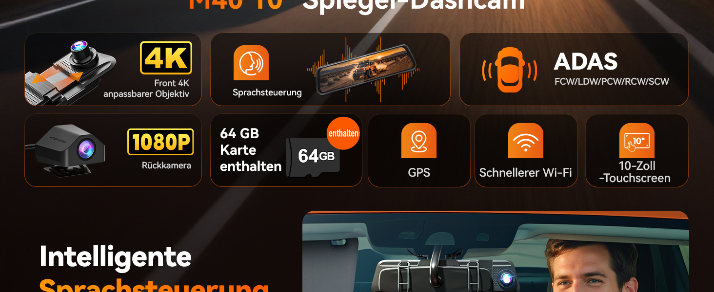 Відеореєстратор-дзеркало WOLFBOX M40 10