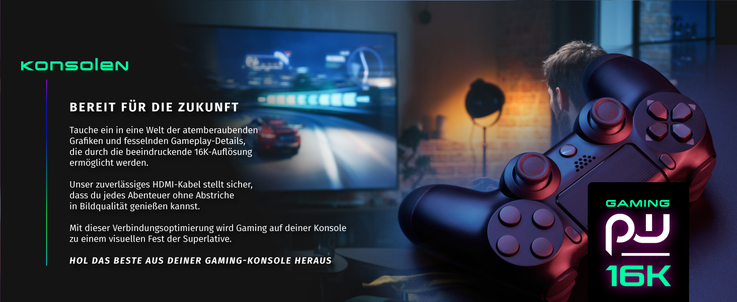 HDMI кабель 2.1 CSL 10м - 16K@30Hz, 8K@60Hz, 4K@120Hz - Ultra High Speed Ethernet 48Gbps - HDR 10+ eARC 3D VRR - для ігор, TV, PS5, Xbox