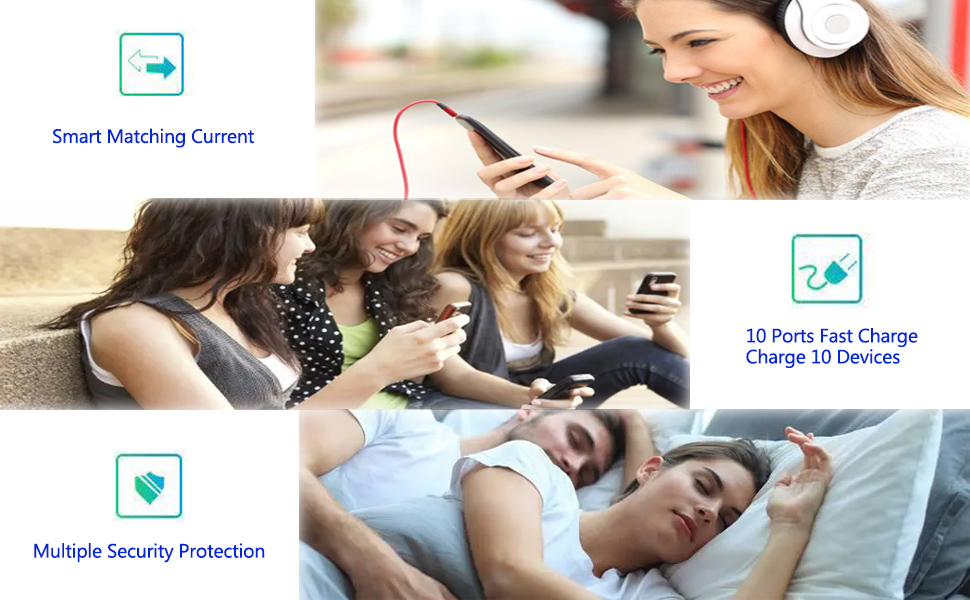 Зарядний пристрій USB-C 620W GaN, 10 портів: 7 USB-C + 3 USB-A, швидка зарядка для ноутбуків, iPhone, Samsung, MacBook Pro/Air, Dell (PD 10A)