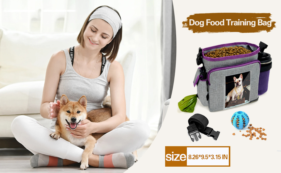Сумка для ласощів для собак під час тренувань, без рук. Велика сумка для корму з багатьма кишенями, вбудований диспенсер для фекалій та фотосумка, для походів, подорожей на відкритому повітрі