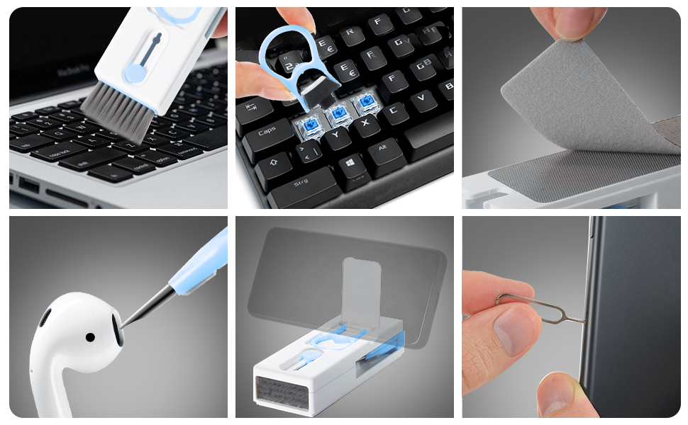Набір для чищення клавіатури Alyvisun 11 в 1: для ноутбука, навушників, планшета, телефону, комп'ютера (блакитний)