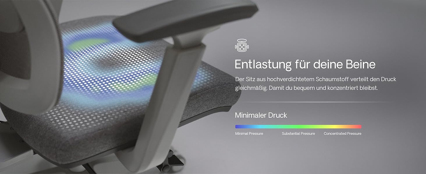 Офісний стіл Desktronic з регулюванням висоти та підтримкою попереку | Комп'ютерний стілець з широким м'яким сидінням (Сірий)