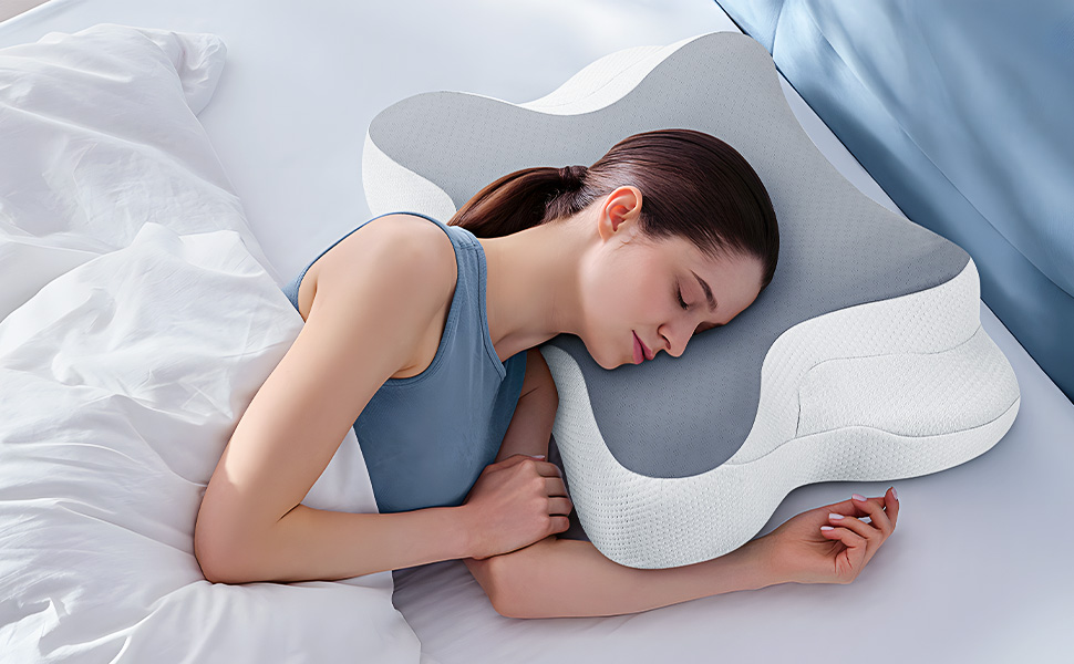 Подушка для шиї JINXIA: ергономічна ортопедична подушка з memory foam, сіра, для сну на боці, спині та животі